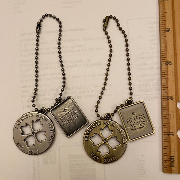 Patricia Nash 15 Years Anniversary Handbag Tag Brushed Nickel or Br'd Bronze NEW - Picture 2 of 6